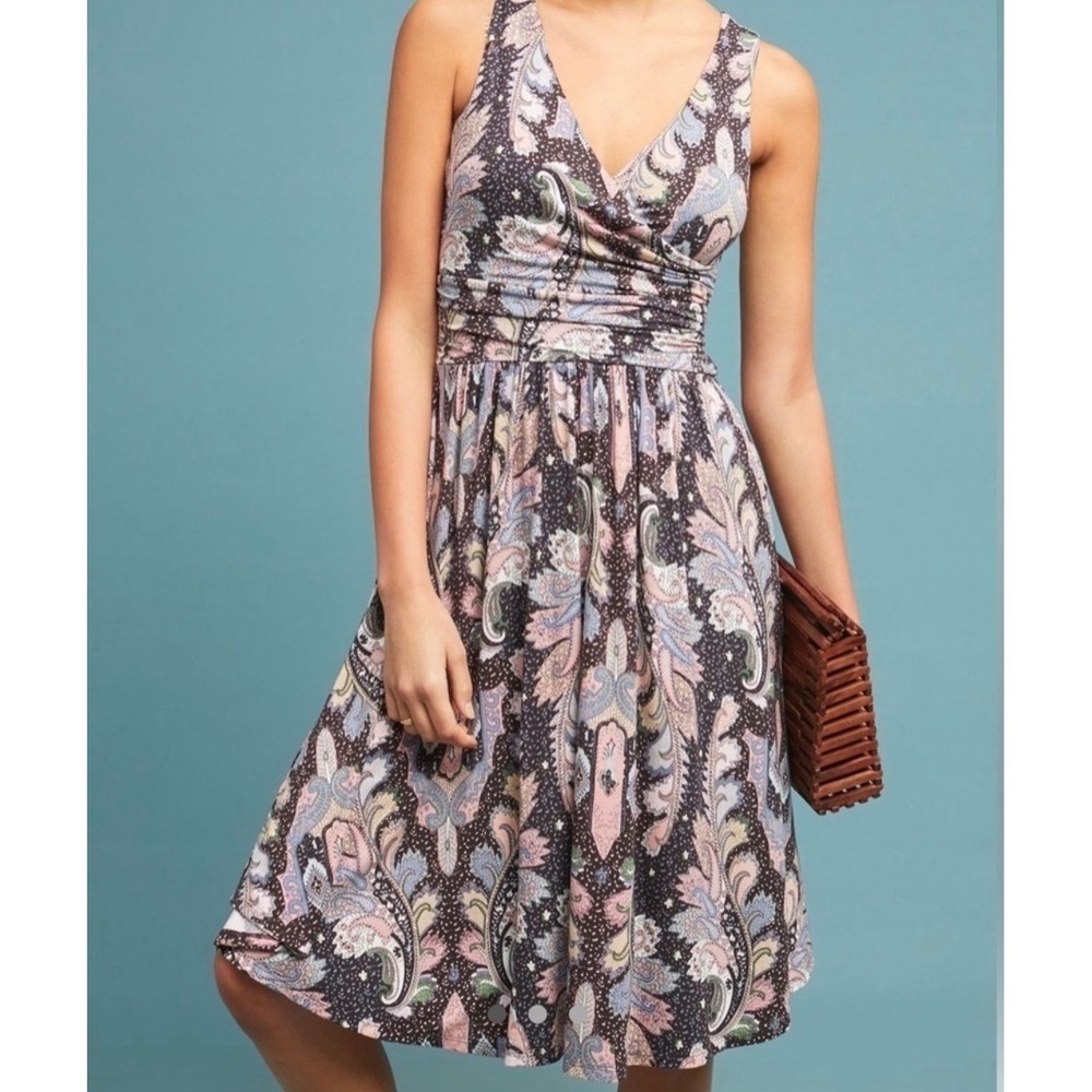 Anthropologie Maeve‎ Leslie Paisley Sleeveless Dress Size Medium Fit & Flare